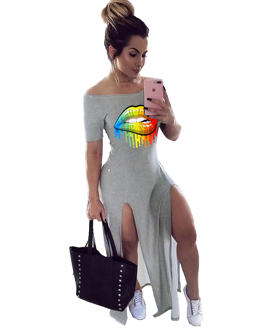 Women's 3D Direct Injection Lip Print Casual Dress/3 Colors