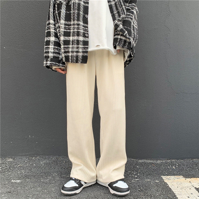 Men's Loose Fit Wide Bottom Corduroy Pants/4 Colors