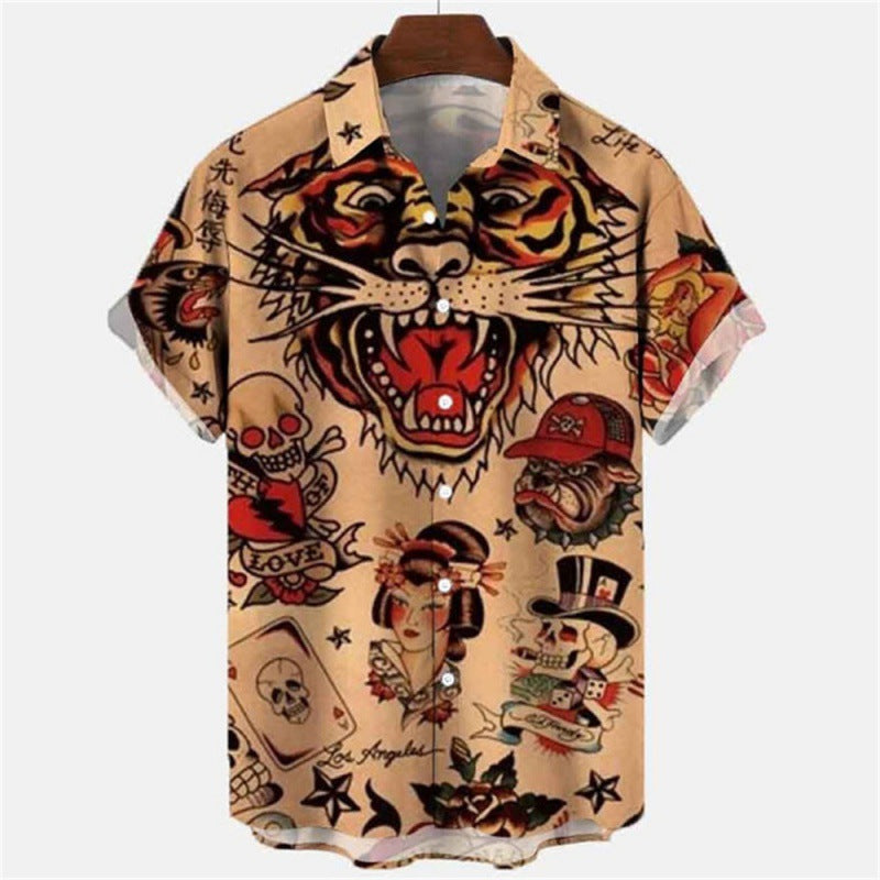 Men's 3D Print Collar Shirt/9 Options/Colors