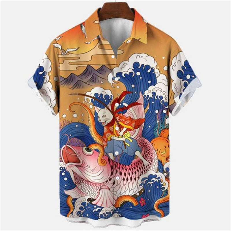 Men's 3D Print Collar Shirt/9 Options/Colors
