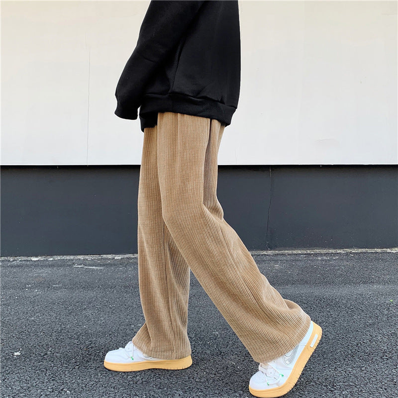 Men's Loose Fit Wide Bottom Corduroy Pants/4 Colors