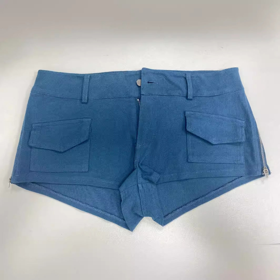 Woman's Slim Fit Denim Zipper Shorts