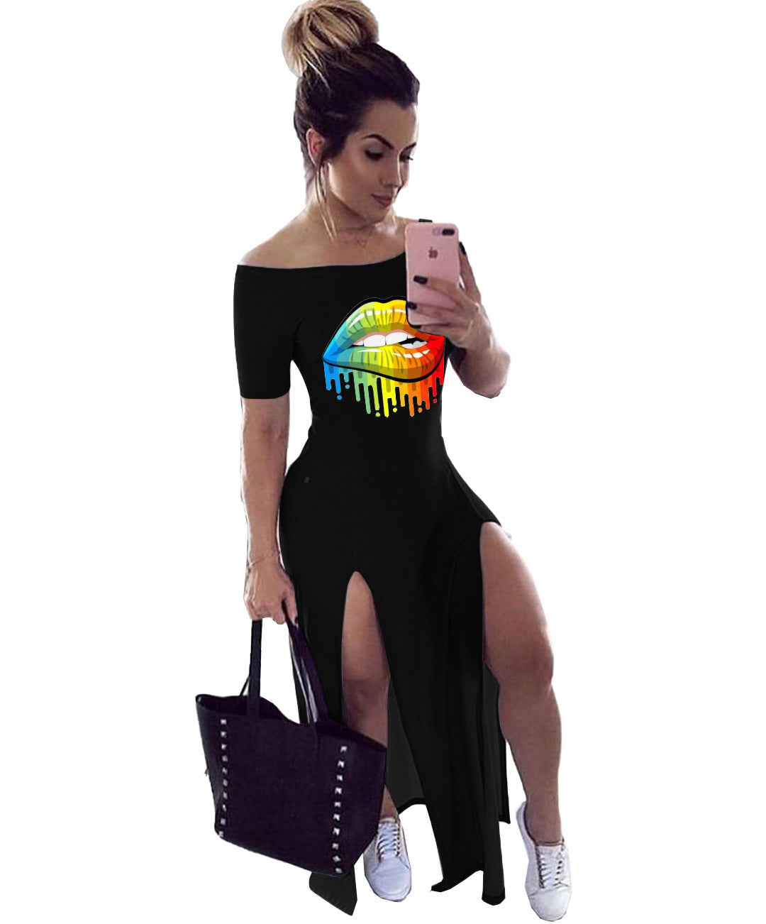 Women's 3D Direct Injection Lip Print Casual Dress/3 Colors