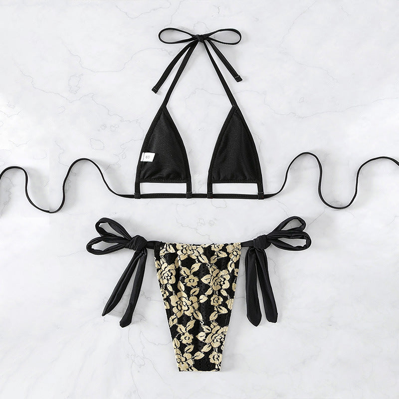 Women's Lace-up Halterneck Bikini