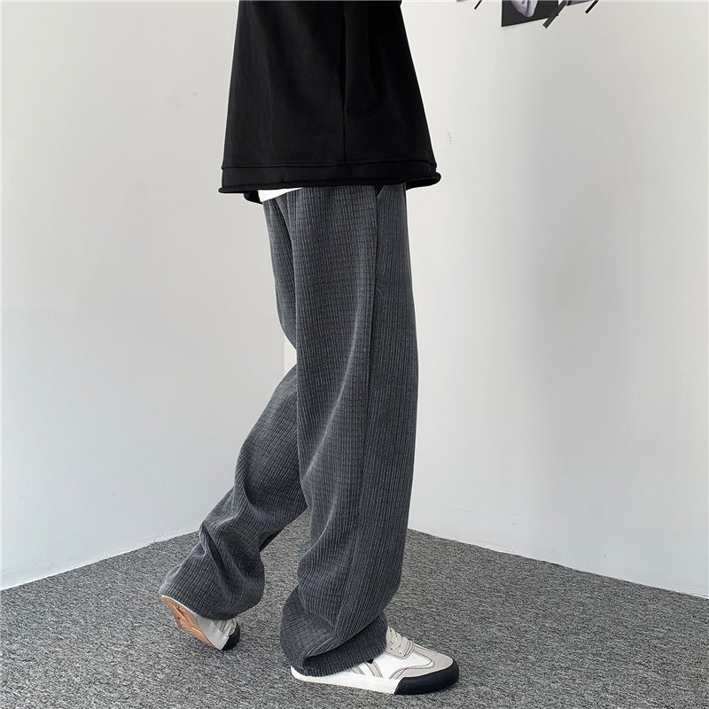 Men's Loose Fit Wide Bottom Corduroy Pants/4 Colors