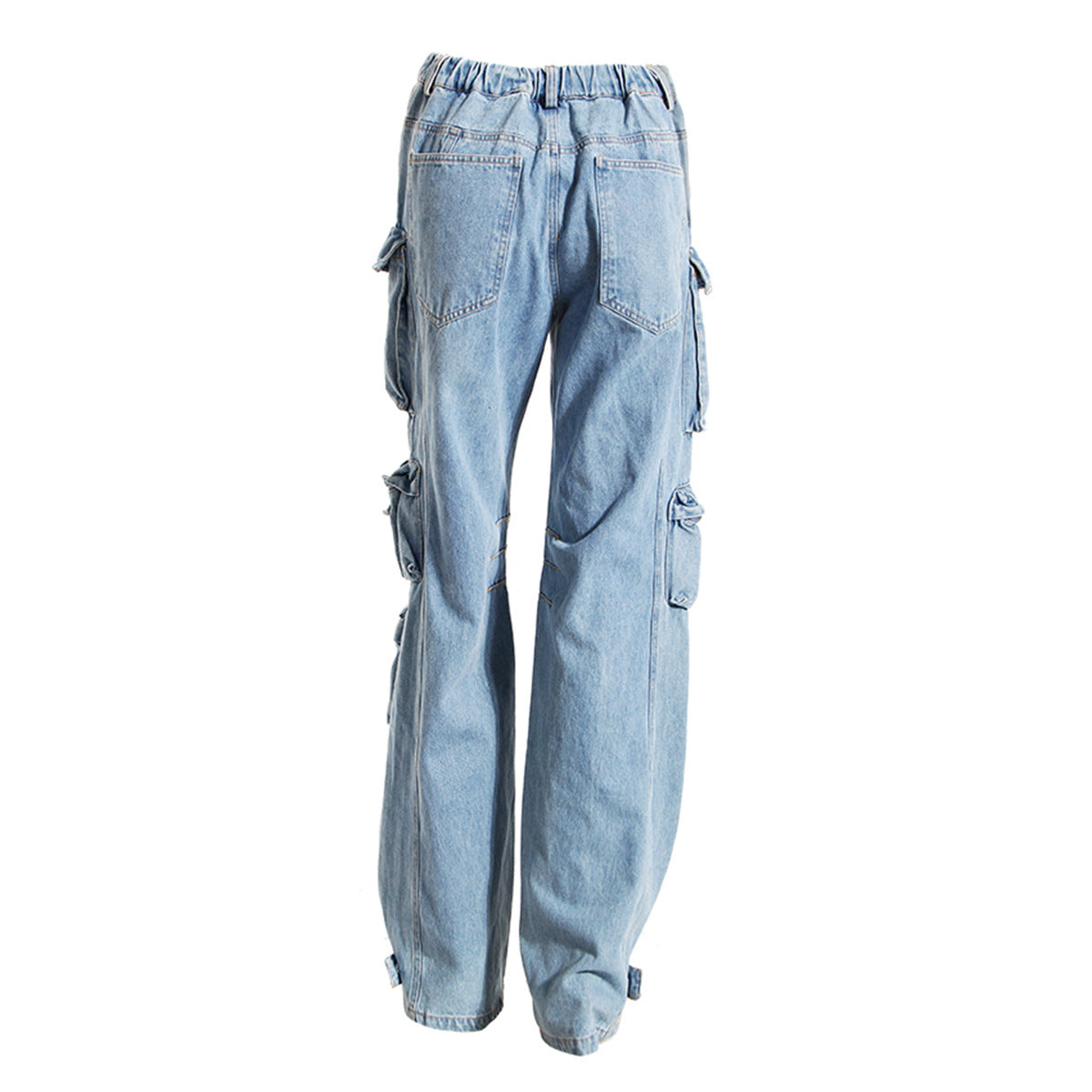 Women's Multi-pocket Washed And Worn Wide-leg Pants