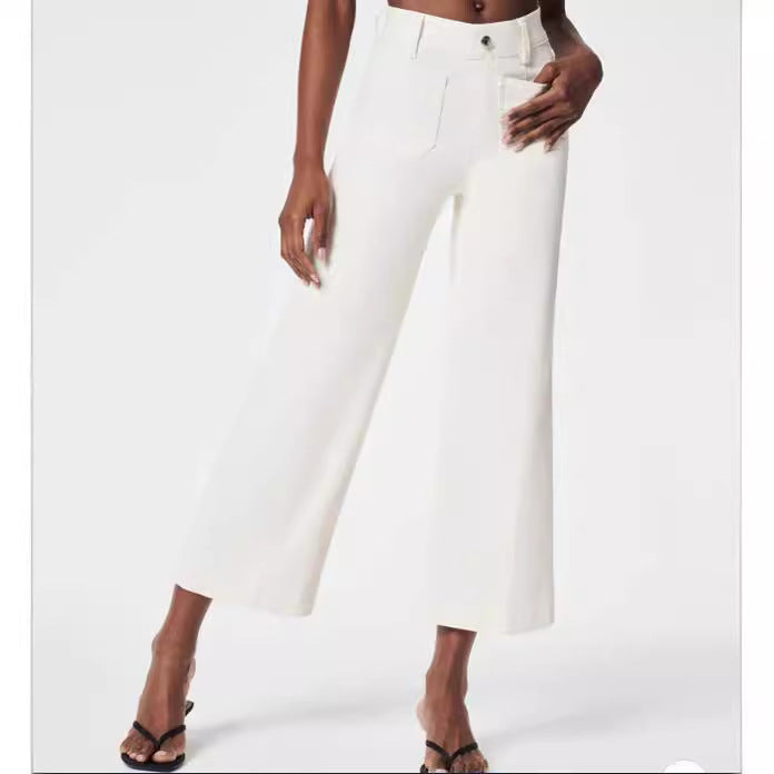 Women's Cropped Style Pocket Wide Leg Jeans/4 Colors