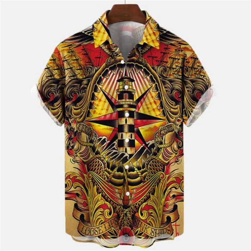 Men's 3D Print Collar Shirt/9 Options/Colors