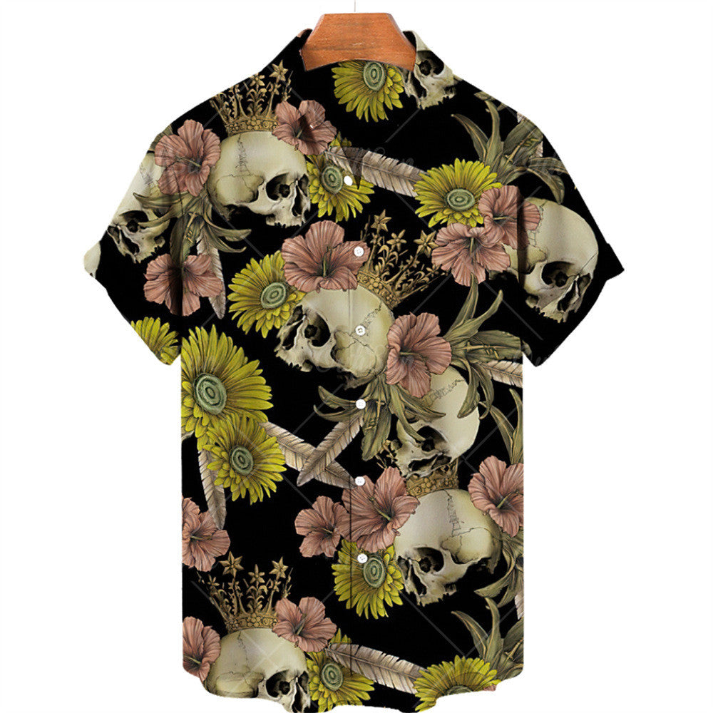 Men's 3D Digital Printed Skull Hawaiian Shirt/4 Options/Colors