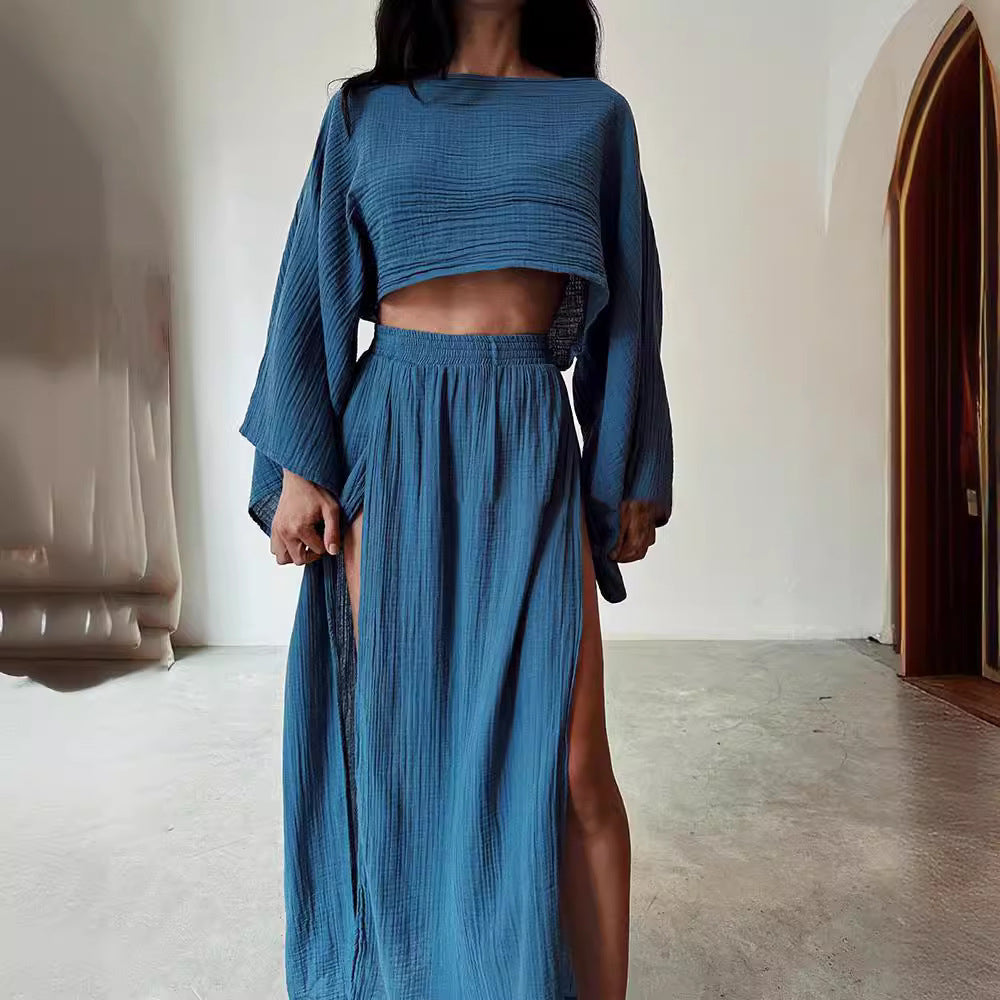 Woman's Cotton Linen Casual Two-piece Set/4 Colors