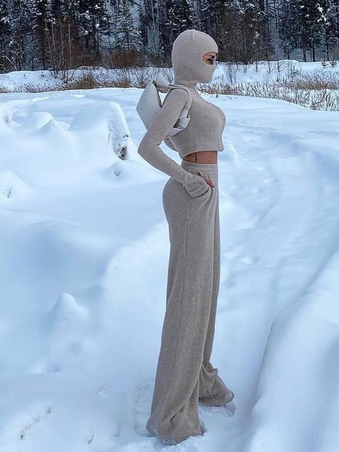Womens Loose Mopping Knitted 2peice Set