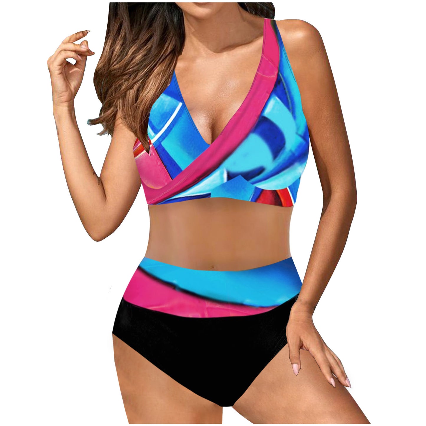 Woman's High Waist Lace-up Multicolor Bikini/4 Colors