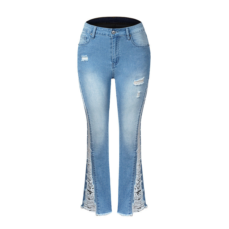 Women's Stretch Ripped Flared Jeans/2 Colors