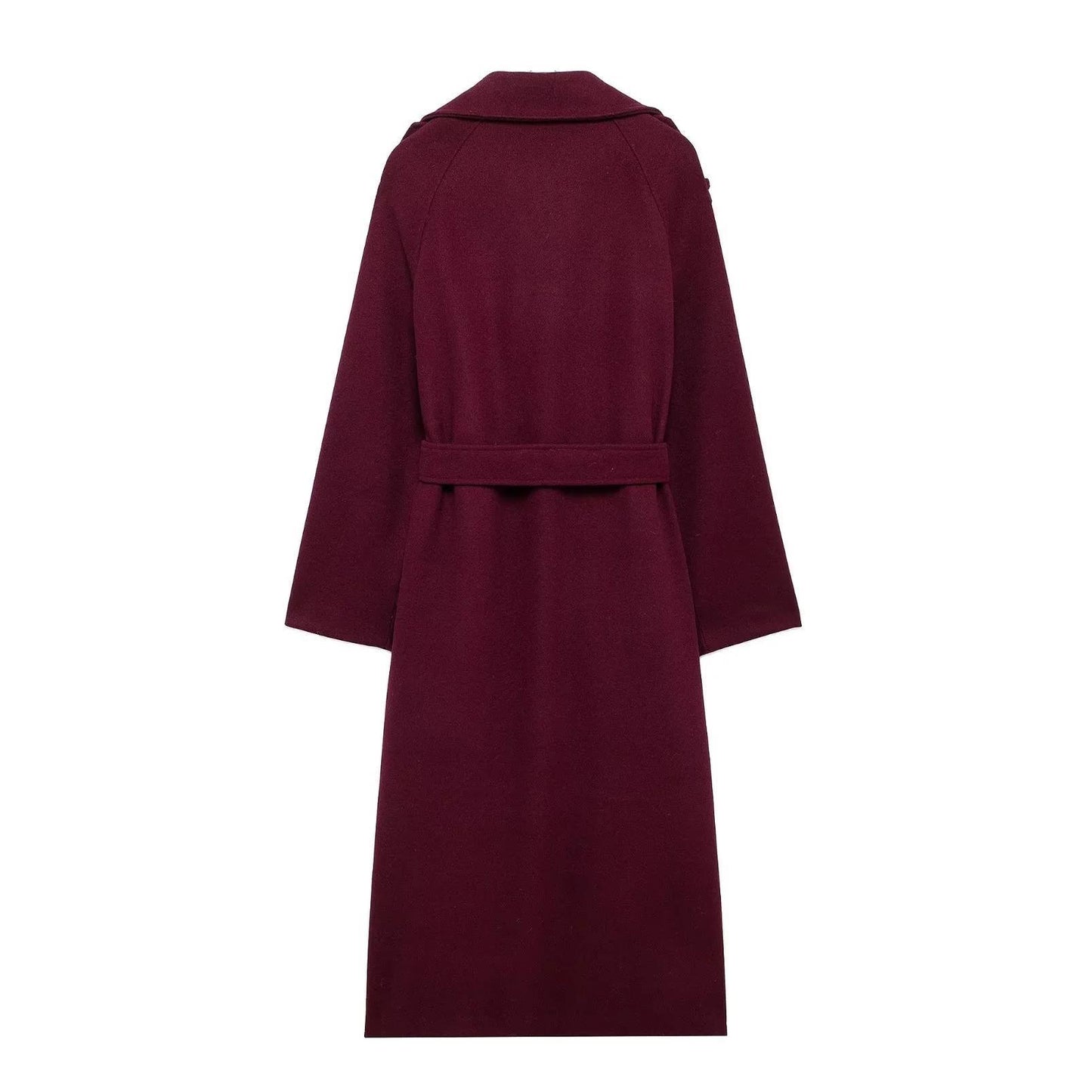 Woman's Lapel Double-breasted Woolen Long Trench Coat