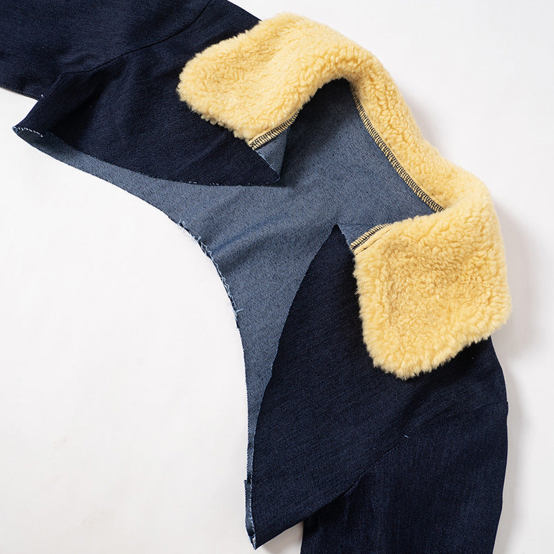 Women's Denim Fur Collar 3 Piece Set
