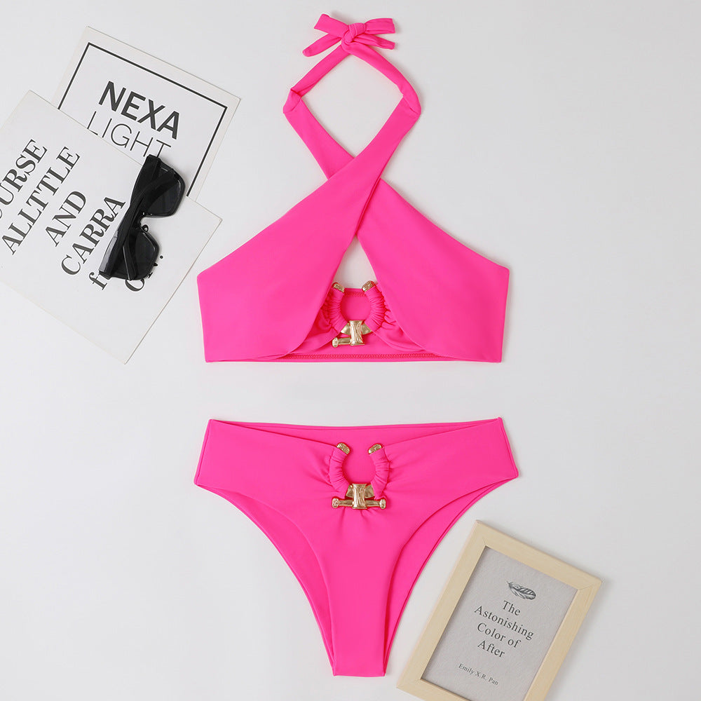 Women's Split High Waist Cross-halterneck Swimsuit
