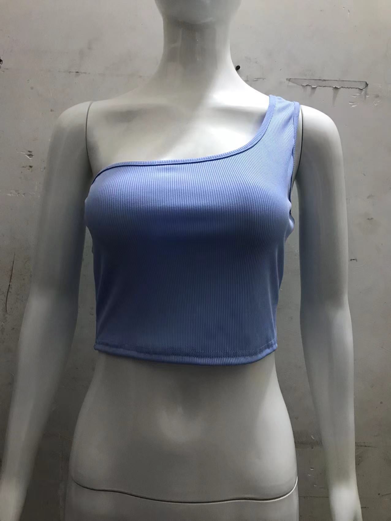 Women's Midriff-Baring One Shoulder Halter Neck Top