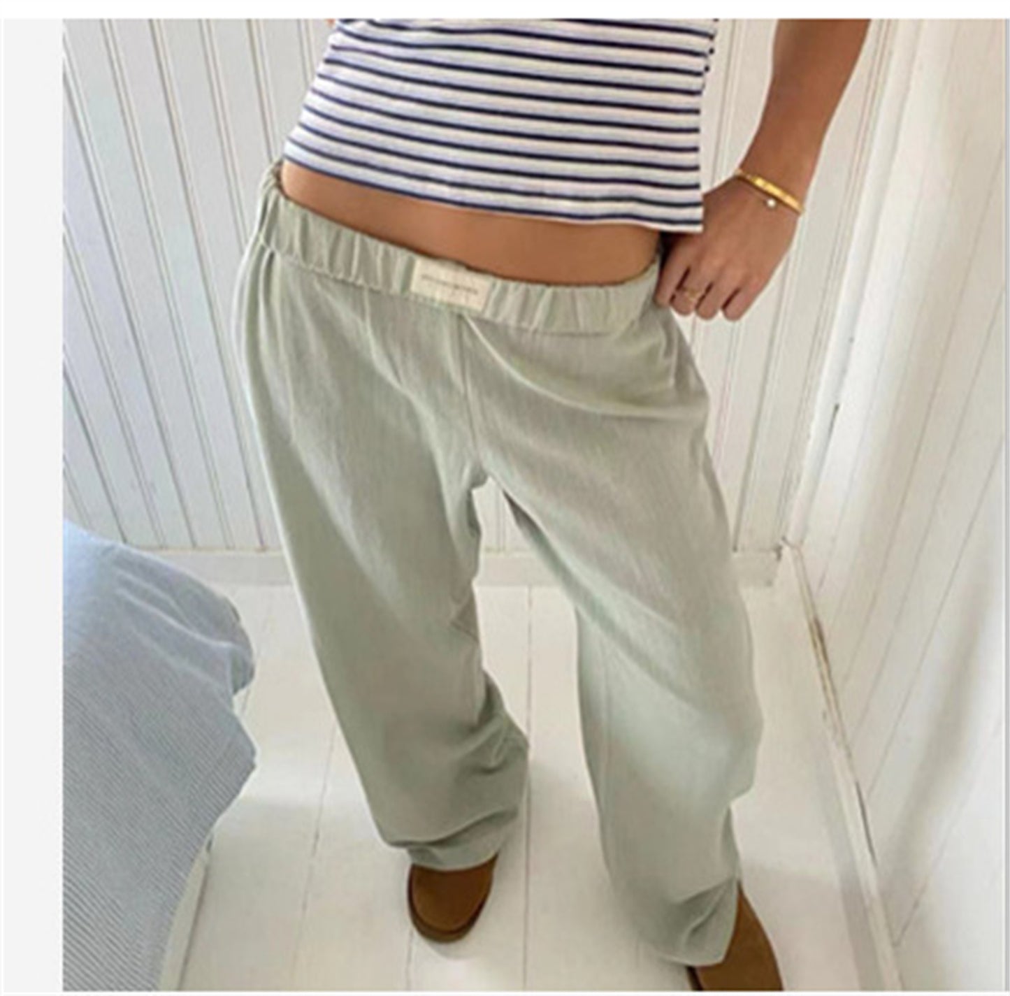 Women's Drawstring Loose High Waist Wide Bottom Pants/5/Colors