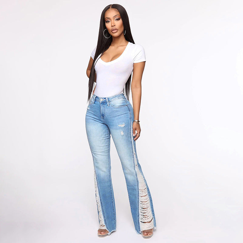 Women's Stretch Ripped Flared Jeans/2 Colors