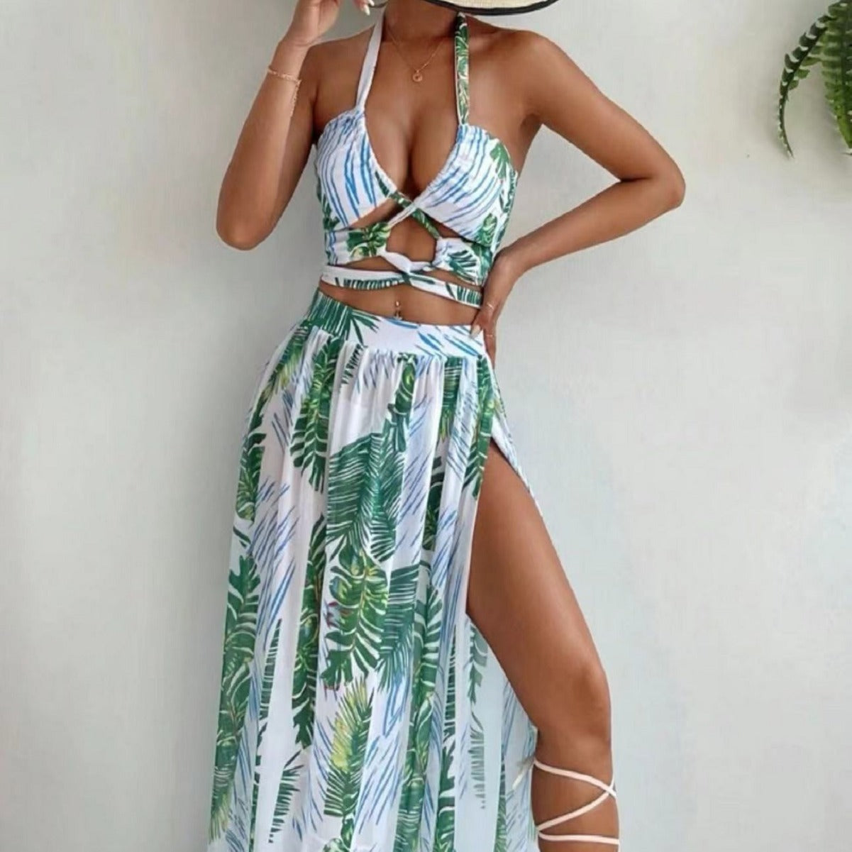 Woman's Printed Three Piece Swimsuit Set