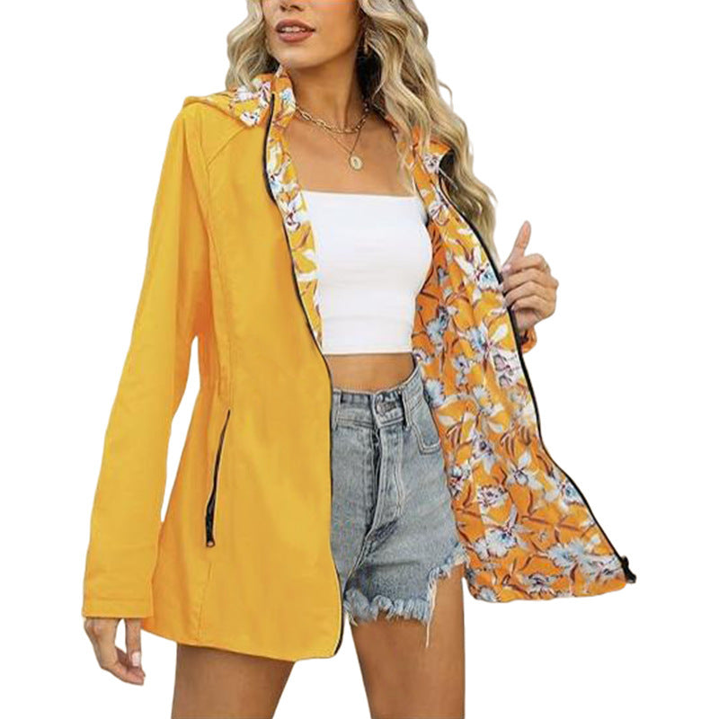 Printed Women's Zipper Windbreaker unique interior