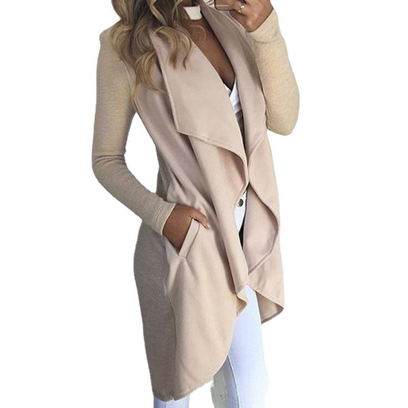 Women' Solid Color Colla Fit Long Trench Coat