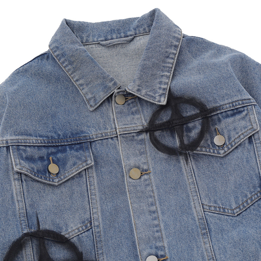 Men's Dark Cross Patterned Denim Jacket/2 Colors