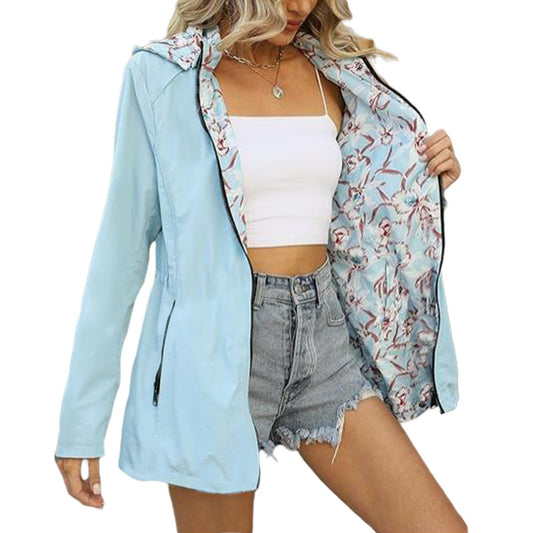 Printed Women's Zipper Windbreaker unique interior