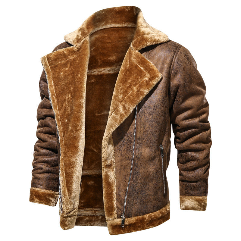 Men's Thick Fur Lapel Jacket/5 Colors