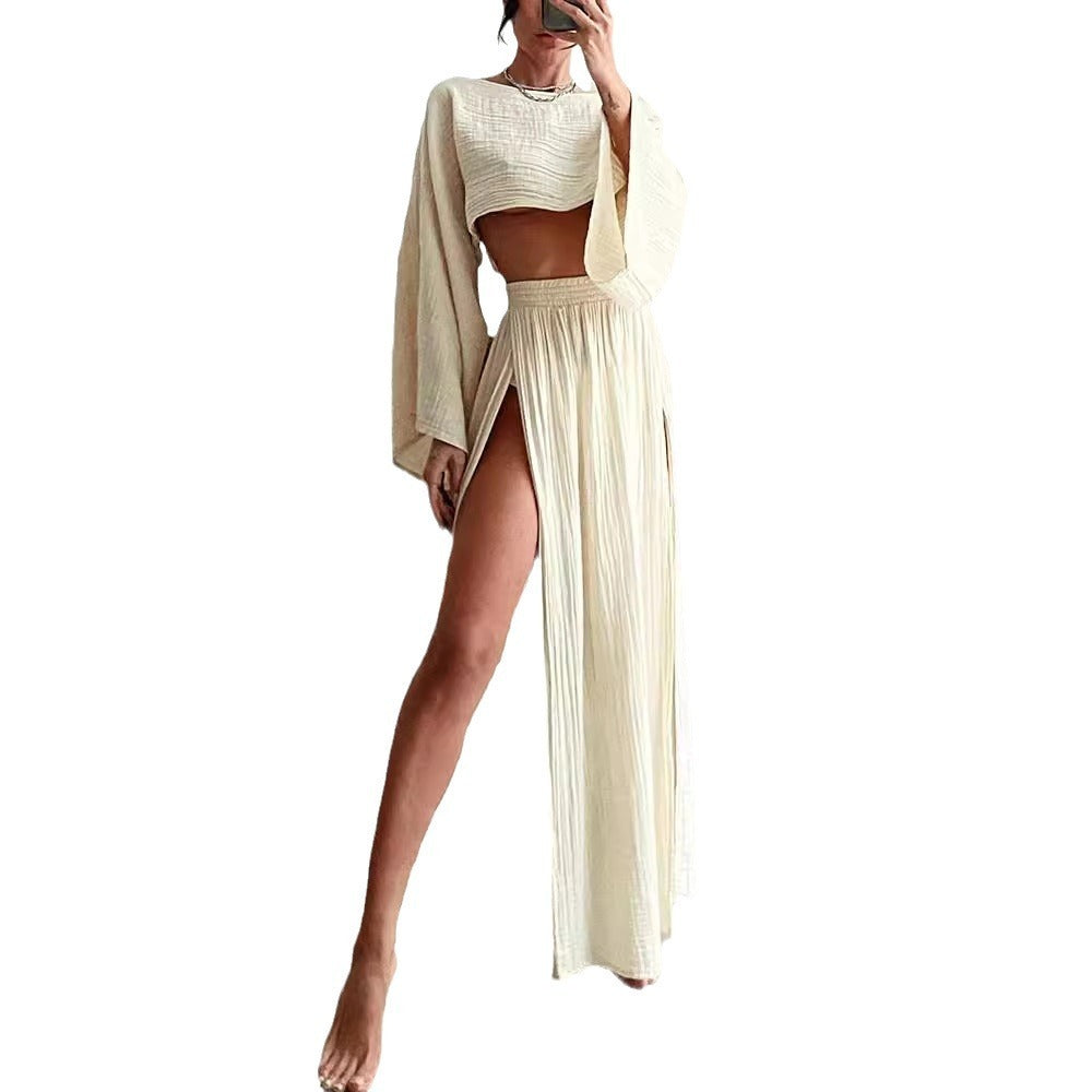 Woman's Cotton Linen Casual Two-piece Set/4 Colors