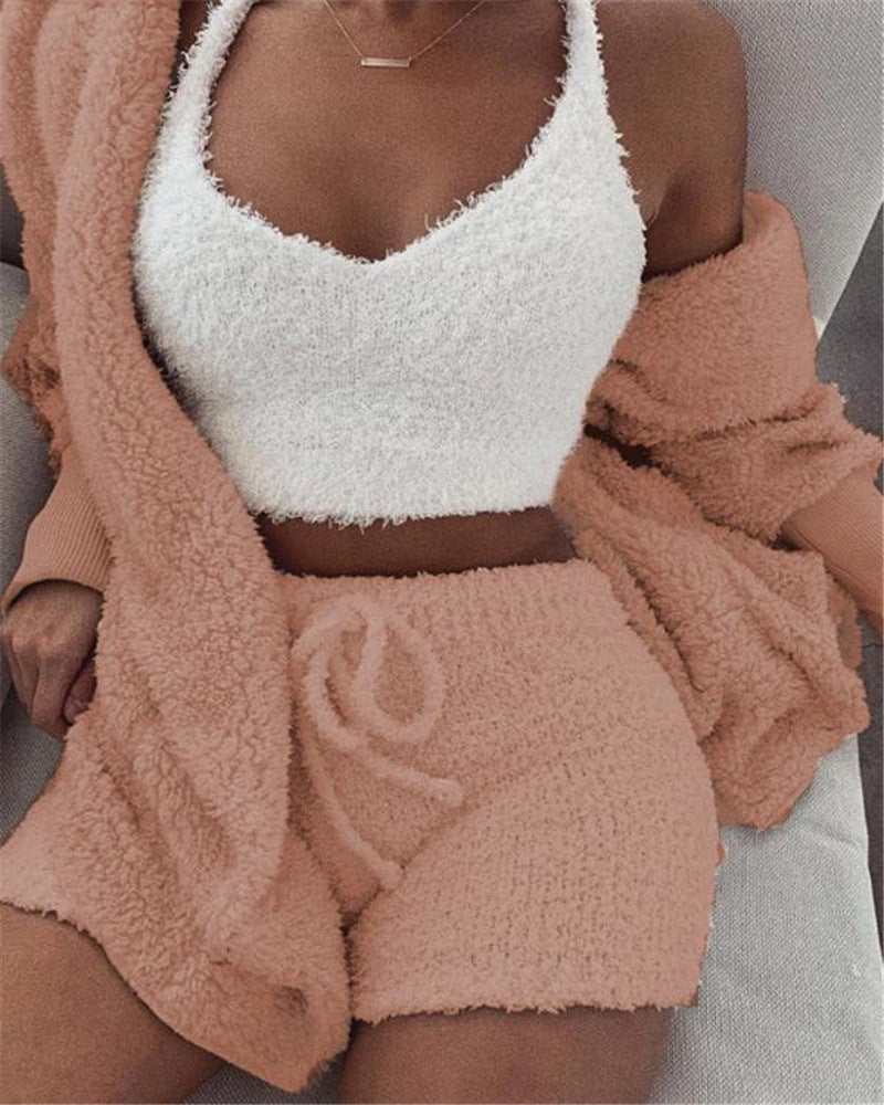 Womens Fluffy 3Pc Lounge Set/7 Colors