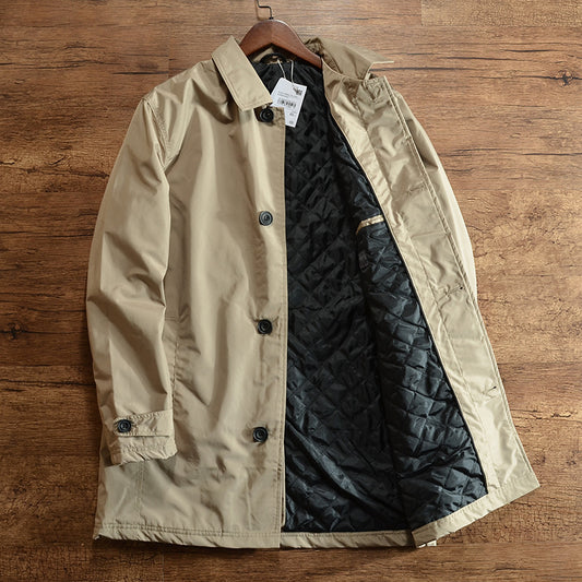 Men's Quilted To Keep Warm Coat Mid-length Trench Coat