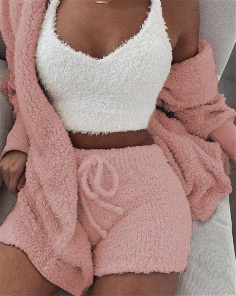 Womens Fluffy 3Pc Lounge Set/7 Colors