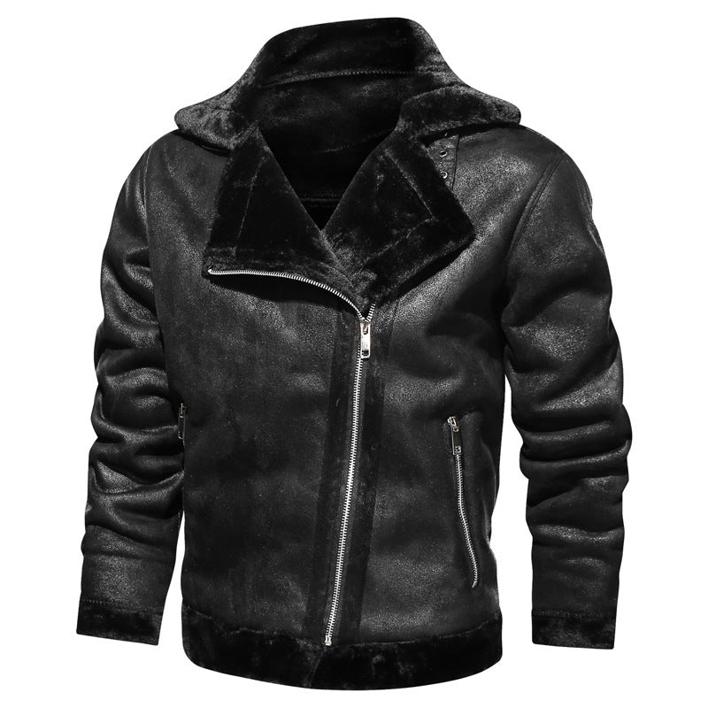 Men's Thick Fur Lapel Jacket/5 Colors