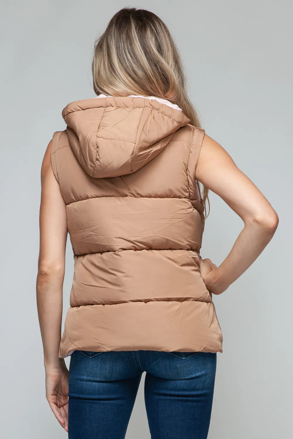 Woman's Snap And Zip Closure Hooded Vest