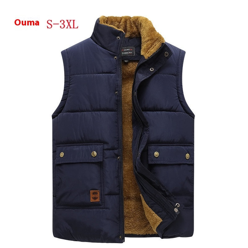 Men's Fleece-lined Down Cotton Vest/3 Colors