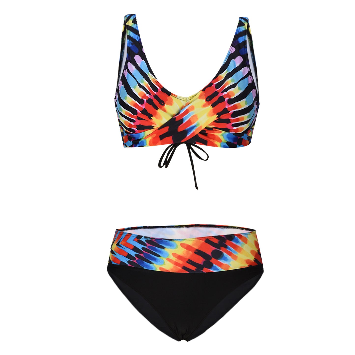 Woman's High Waist Lace-up Multicolor Bikini/4 Colors