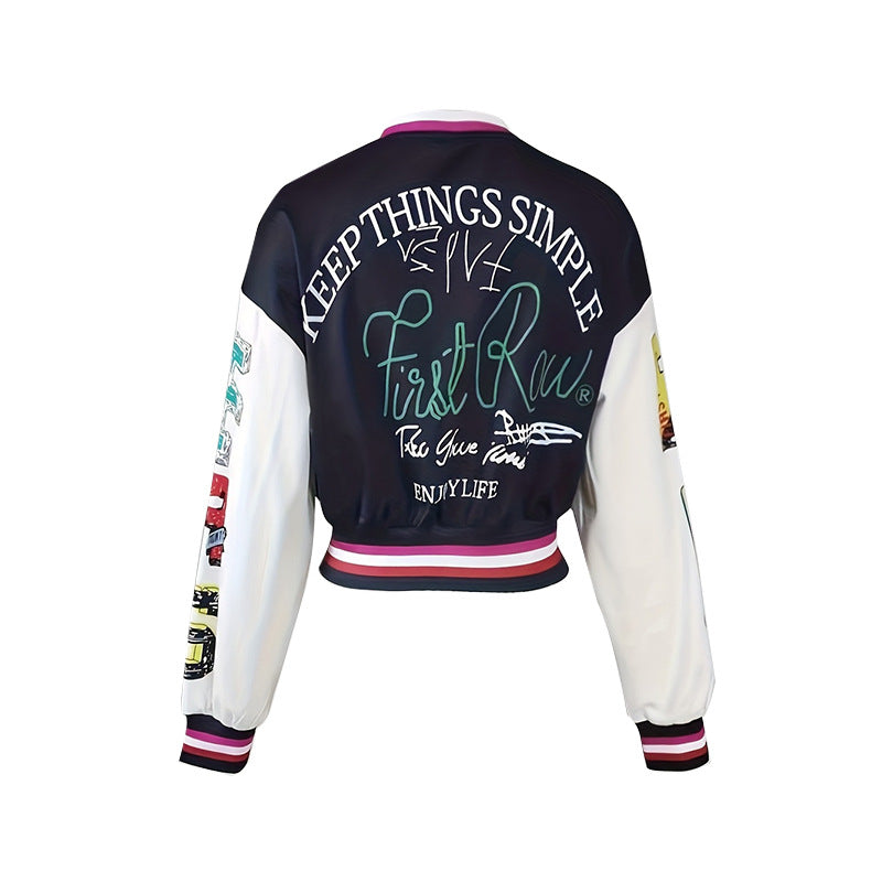 Women's Printed Letterman Jacket