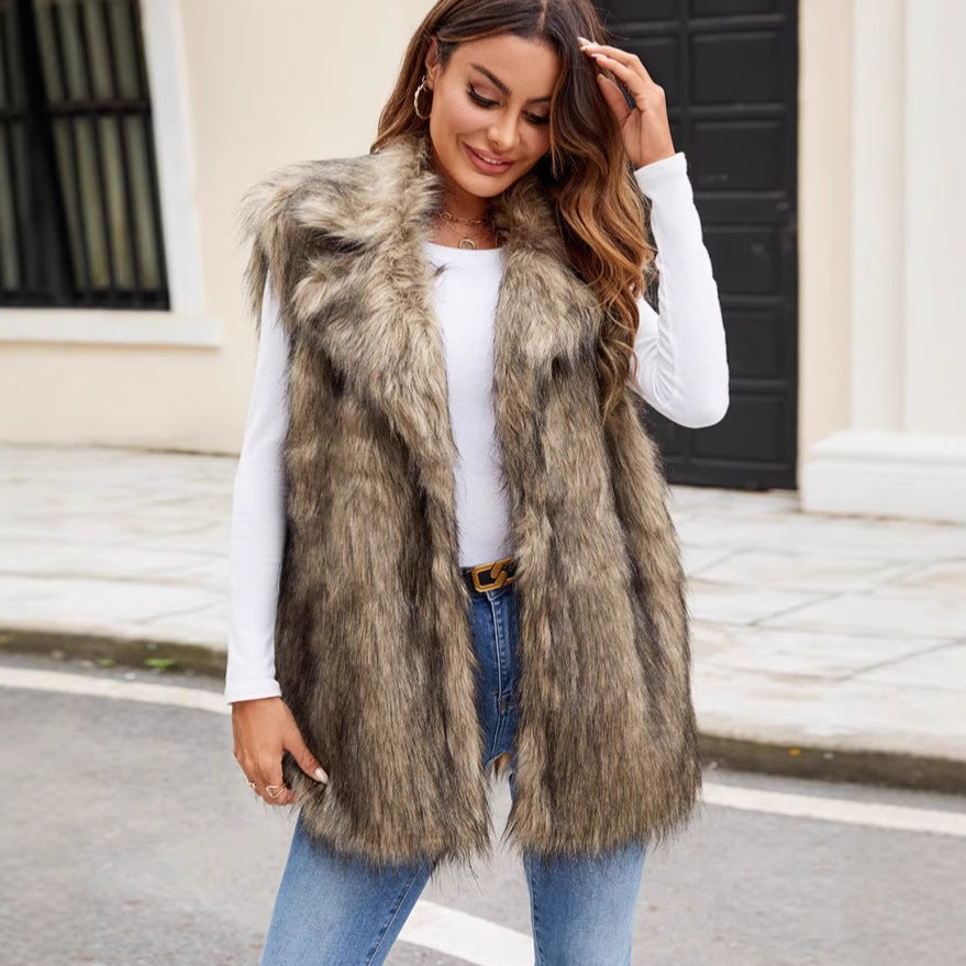 Woman's Fur Suit Collar Vest