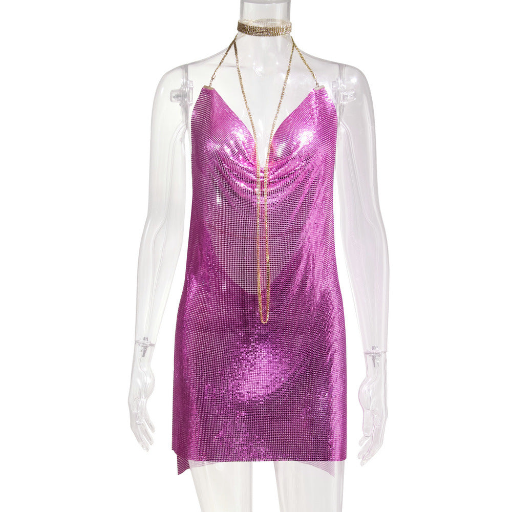 Woman's Metal Sequins Rhinestone Dress/15 Colors
