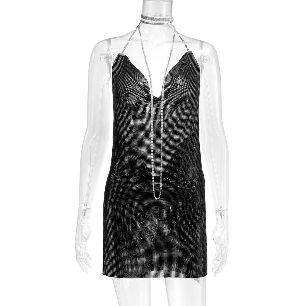 Woman's Metal Sequins Rhinestone Dress/15 Colors
