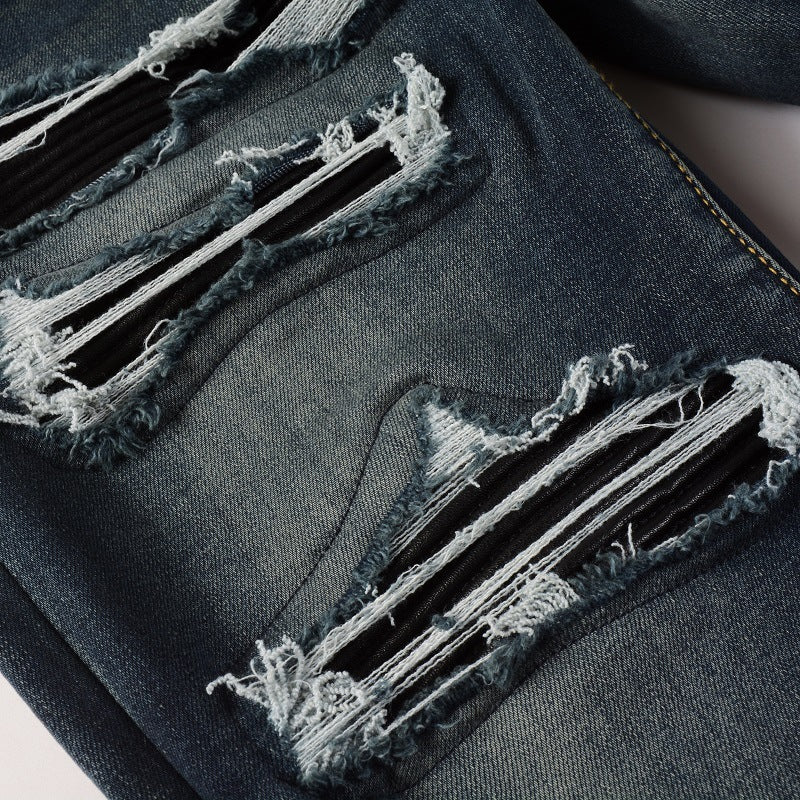 Men's Patchwork Ripped Jeans