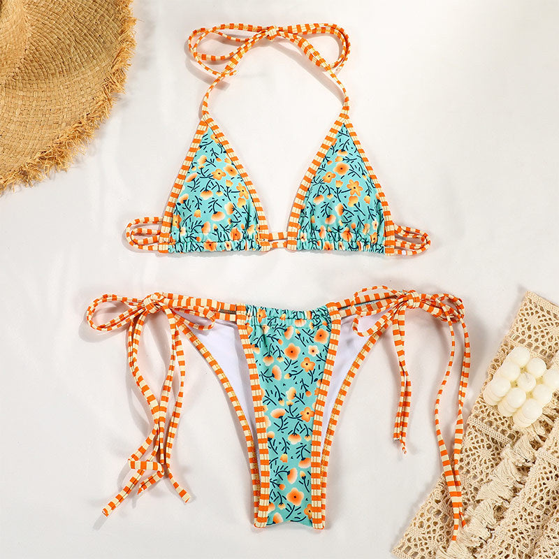 Woman's Lace Up Multi Color Bikini/2 Colors