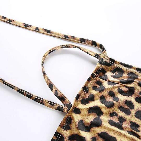 Woman's Backless Leopard Print Top