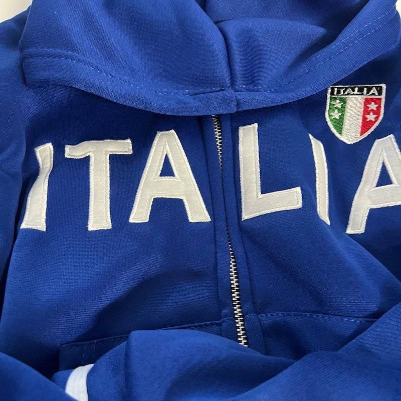 Woman's ITALIA Embroidery Pattern Zip Up Crop Hoodie