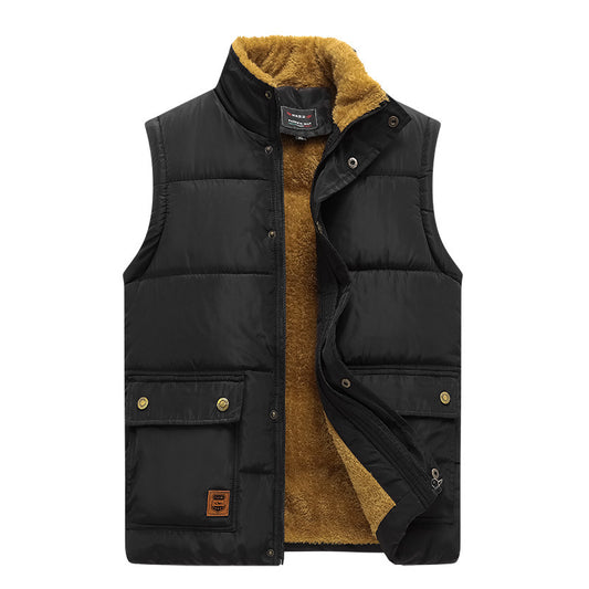 Men's Fleece-lined Down Cotton Vest/3 Colors