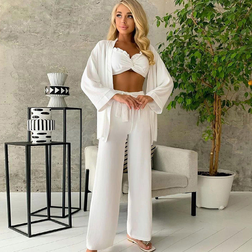 Women's Chest-Wrapped Leisure 3peice Set/3 Colors