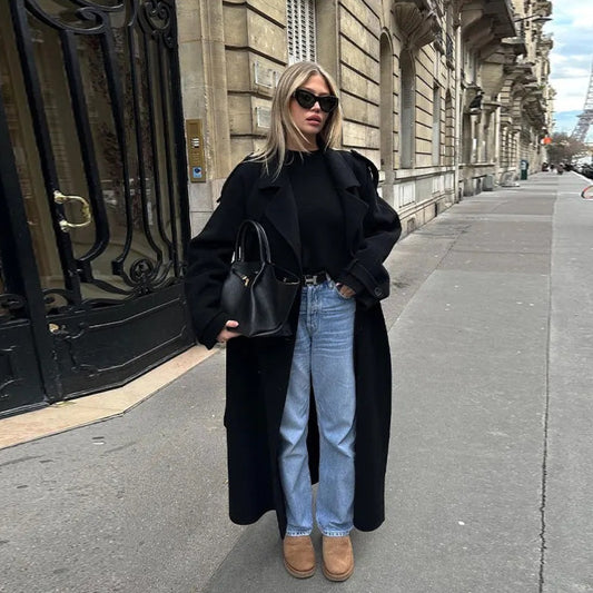 Women's Large Lapel Long Trench Coat