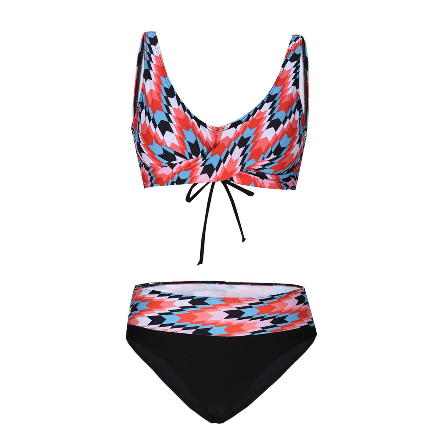 Woman's High Waist Lace-up Multicolor Bikini/4 Colors