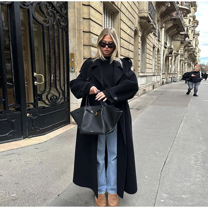 Women's Large Lapel Long Trench Coat